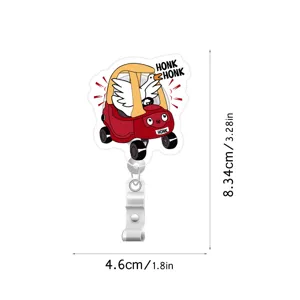 Acrylic silly goose badge reel cute cartoon car ID card holder retractable clip 8.4cm
