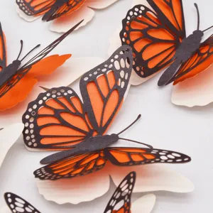 3D Holle Parelpapier Vlinder Muurstickers DIY Huisdecoratie Huwelijksfeest Wandkunst