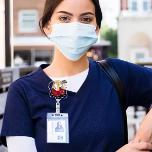 Nurse badge reel and ID card holder set featuring cute silly goose design for daily use.