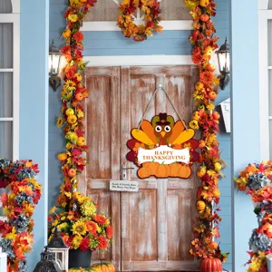 Thanksgiving wooden turkey hanging sign autumn porch decor holiday party ornament wood