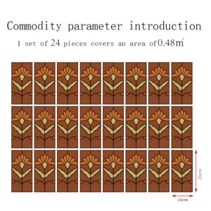 Adesivi per piastrelle smalto retro, 24 pz coprono 0.48mq, decorazione adesiva cucina e bagno.