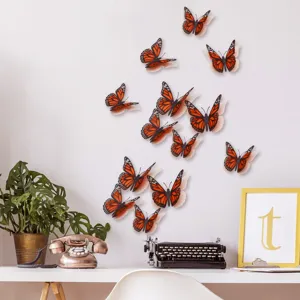 3D holle parelmoer papier vlinder muursticker home decoratie bruiloft 12 stuks