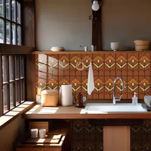 Adesivi per piastrelle cucina fiori retro arancione adesivo impermeabile decorazione