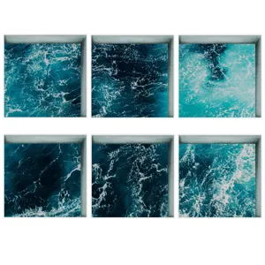 3D Ocean Wave Anti-Slip Bathroom Bathtub Stickers Set, Frosted Waterproof Safety Mat Decals.