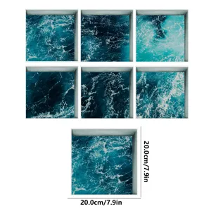 Anti-slip bathtub stickers ocean wave waterproof non-slip shower floor tiles 20x20cm