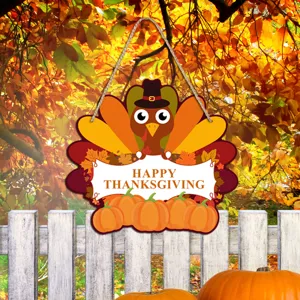 Thanksgiving wooden hanging sign turkey autumn pumpkin party porch decor festival sign