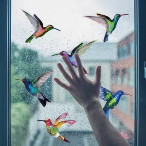 Adesivi per finestre colibrì colorati statici, pellicola anticollisione per vetri.