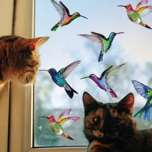 Adesivi per finestre statici colibri colorati, vetrofanie anti-collisione in PVC per casa.