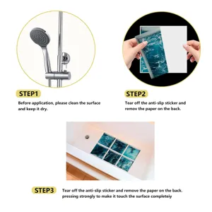 Detail view of the anti-slip bathtub sticker installation steps, showing clean application guide.