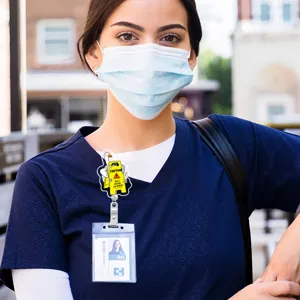 Funny silly goose badge reel with ID card holder for nurses, doctors, students, and office work.