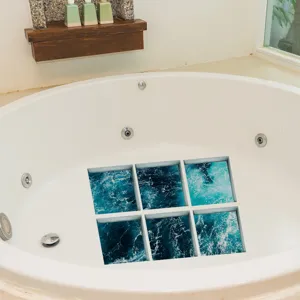 Anti slip bathtub stickers with ocean wave pattern, frosted waterproof decals for use.