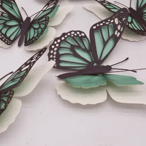 3D holle parelmoer papier vlinder muurstickers voor thuis huwelijk feest decoratie.