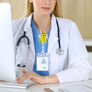 Cute silly goose badge reel and ID card holder set for nurses, doctors, and office workers.