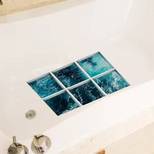Ocean wave pattern anti slip bathtub stickers, waterproof non slip stickers for bathroom floor.