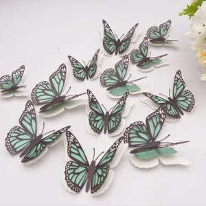 3D Holle Parelmoer Papier Vlinder Muurstickers Mintgroen Huisdecoratie Set 12Stuks