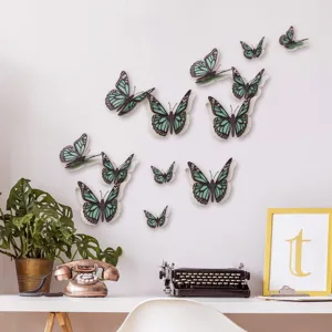 3D Holle Parelmoer Vlinder Muurstickers Verwijderbaar DIY Huis Bruiloft Kamer Decor 12Stuks