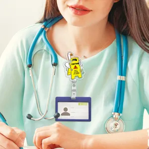 Silly goose badge reel with ID card holder, cute nurse doctor retractable badge clip for work.