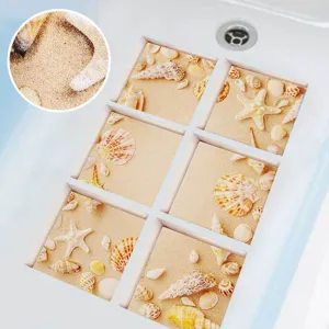 Non-slip bathtub stickers, beach seashell patterns abrasive waterproof bath mat decals set
