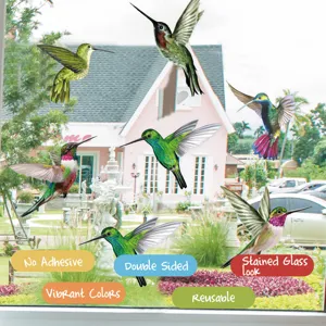 Adesivi per finestre statici colibri colorati anticollisione per vetri decorazione.