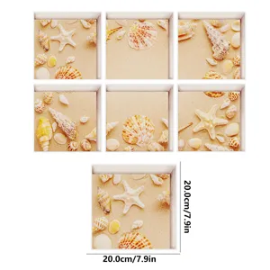 Non-slip bathtub stickers 3D beach seashell starfish waterproof floor tile decals 20x20cm