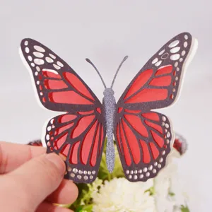 3D Gelaagde Holle Parelmoer Papieren Vlinder DIY Muursticker Huwelijks Huisdecoratie