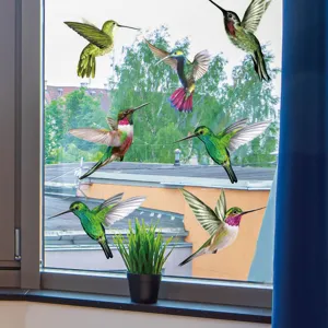 Adesivi per finestre a forma di colibri colorati anti-collisione statici vetro