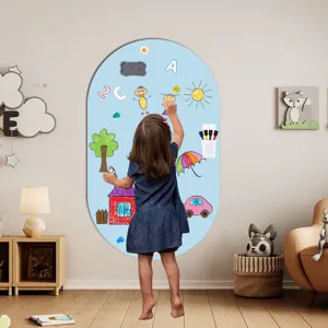 Magnetische Whiteboard-Aufkleber für Kinderzimmer, ovale Wandtattoo zum Zeichnen und Lernen.