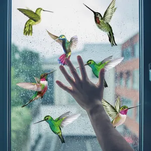 Adesivi per finestre in vetro statico colibri colorati anti collisione decorativi.