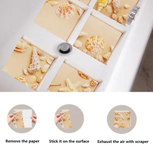 Anti-slip bathtub stickers with beach seashell pattern, waterproof safety strips.