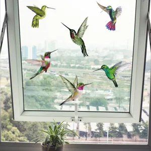 Adesivi per finestre statici colibrì colorati, decalcomanie in vetro anticollisione.
