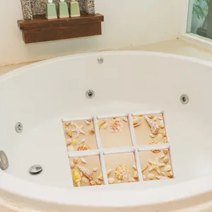 Waterproof non-slip bathtub stickers beach shell pattern safe shower mats sets use