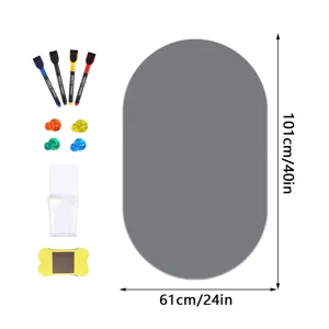 Magnetische ovale Whiteboard-Folie mit Stiften Magneten und Tasche für Büro und Zuhause
