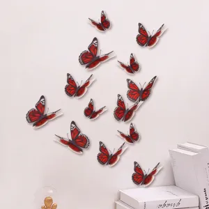 3D drielaagse holle parelmoer papier vlinder muursticker voor huisdecoratie 12 stuks