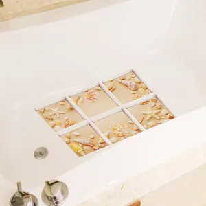Non slip bathtub stickers with beach seashell pattern for safety in bathroom shower tub.