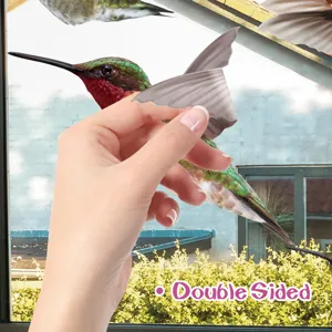 Vista dettagliata adesivo per finestre colibrì, pellicola di vetro statica anticolisione.