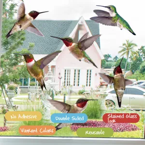 Adesivi per finestre colibrì anti-collisione statici riutilizzabili per vetri decorativi