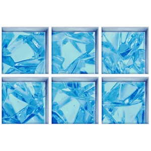 Blue ice crystal pattern anti-slip stickers for bathroom tub, waterproof safety treads 6pcs