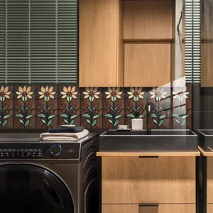 Adesivo per piastrelle floreale retrò autoadesivo per cucina bagno decorazione murale