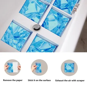 Blue ice texture anti-slip bathtub stickers waterproof safety strips for bathroom floor.