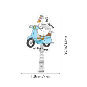 Cute silly goose acrylic badge reel cute cartoon ID card holder retractable clip 9cm