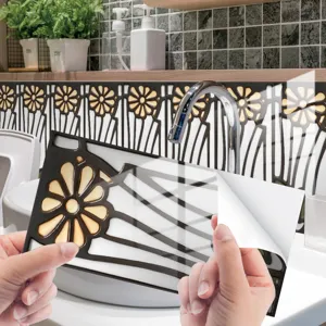 Adesivo per piastrelle retrò floreale per cucina e bagno, impermeabile e autoadesivo.