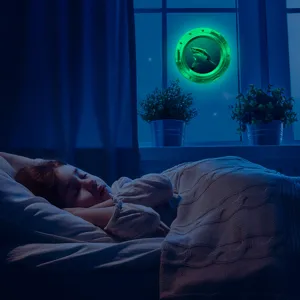 Luminous porthole wall sticker fake window shark wall decal for kids bedroom decor