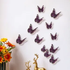 3D holle paarse vlinder muursticker detail, pearlescent papier decor voor wandkunst.