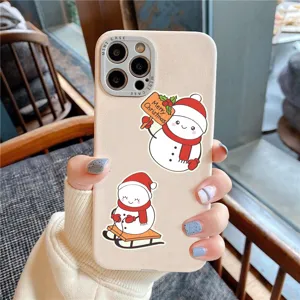 Coque de téléphone bonhomme de neige de Noël mignon housse silicone souple design d'hiver festif