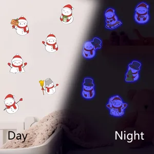 Autocollants muraux bonhomme de neige phosphorescents decoration chambre bebe enfant