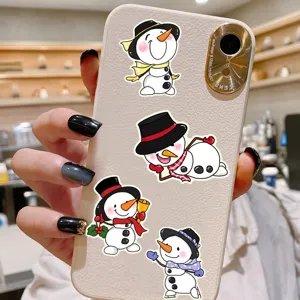 Coque de téléphone en cuir motif bonhomme de neige mignon, protection antichoc durable.