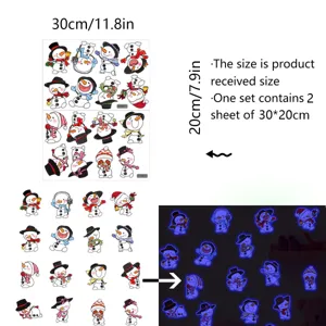 Autocollants muraux de bonhomme de neige lumineux de Noël, stickers phosphorescents chambre enfant.