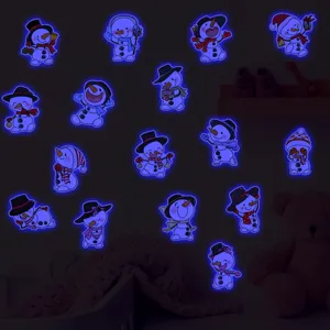 Stickers muraux lumineux mignons de bonhomme de neige de dessin anime pour chambre d'enfants
