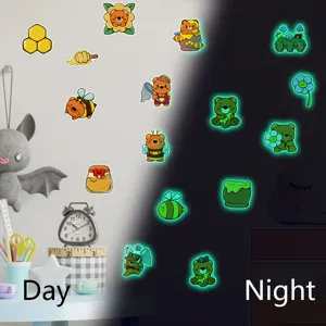 Stickers muraux lumineux mignons ours dessin animé abeille miel pour déco chambre enfant