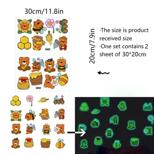 Adorables autocollants muraux animaux lumineux phosphorescents chambre enfant decos